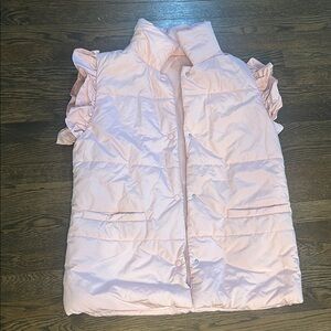 Pink Puffer Vest with Ruffle Sleeves